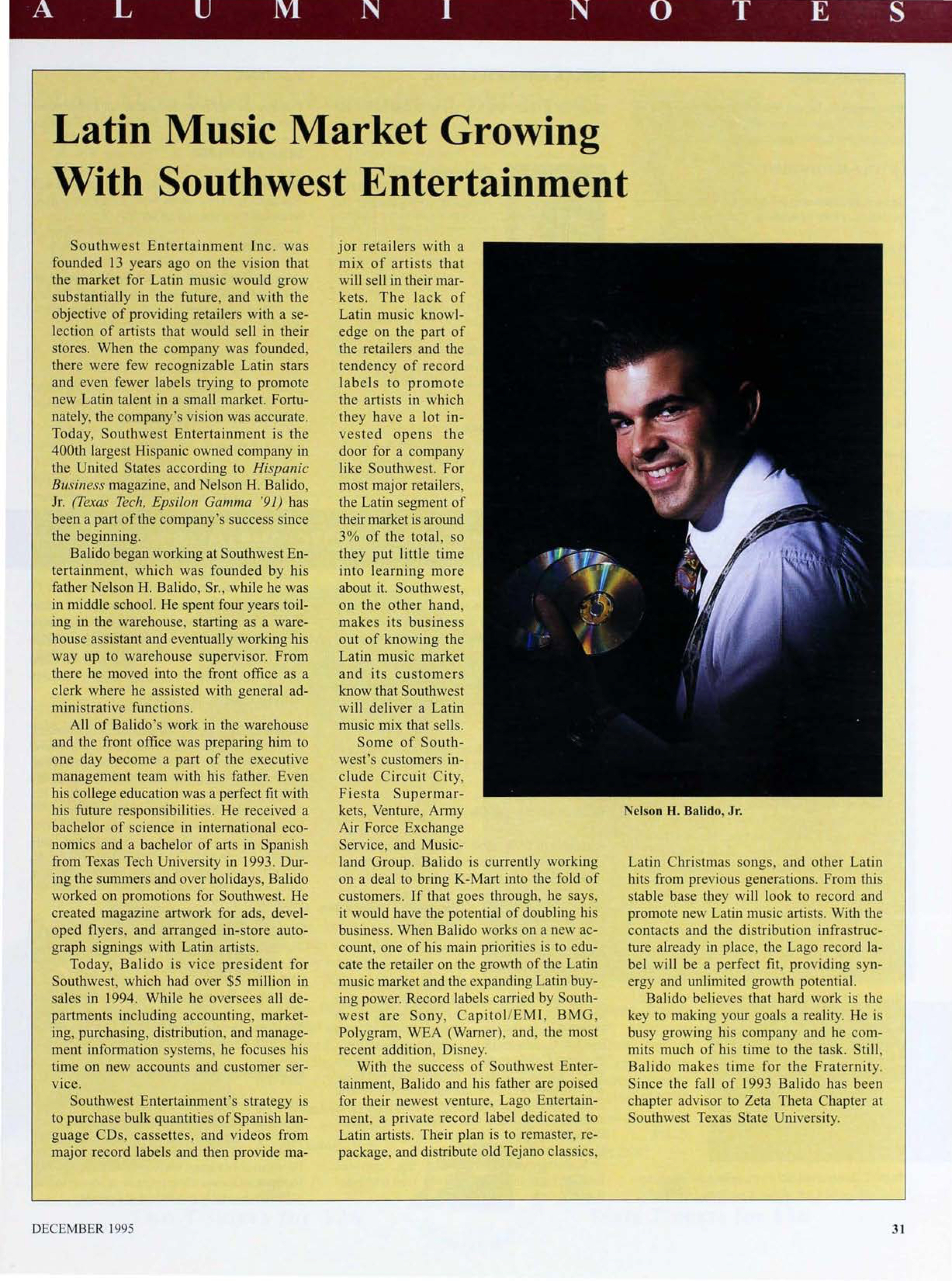 Latin Music Market Growing With Southwest Entertainment